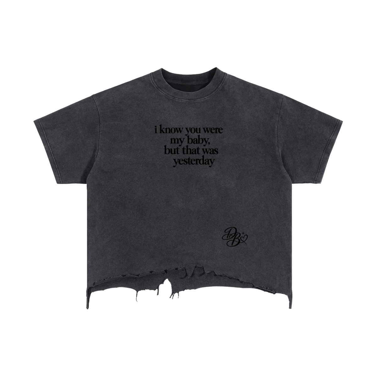 Vintage Wash Boxy Distressed Hem T-Shirt